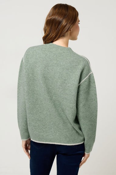 M&Co Sage Green Piped Knitted Jumper