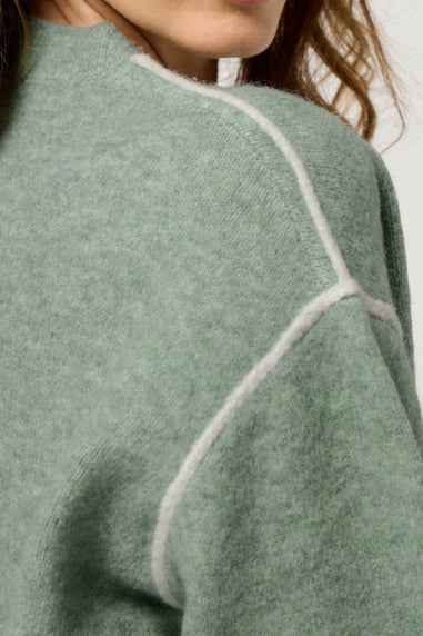 M&Co Sage Green Piped Knitted Jumper