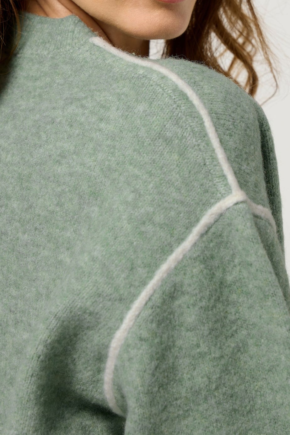M&Co Sage Green Piped Knitted Jumper