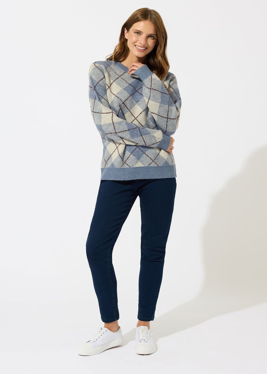 M&Co Blue Argyle Knitted Jumper