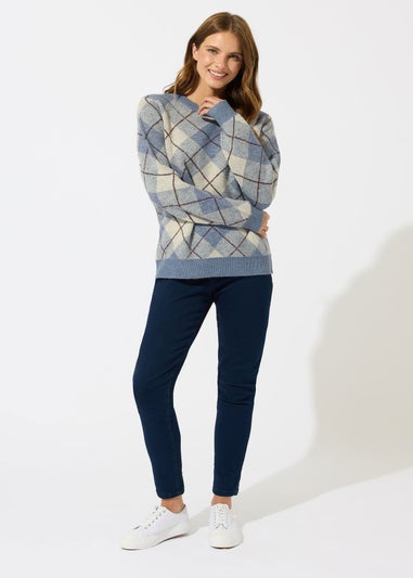 M&Co Blue Argyle Knitted Jumper