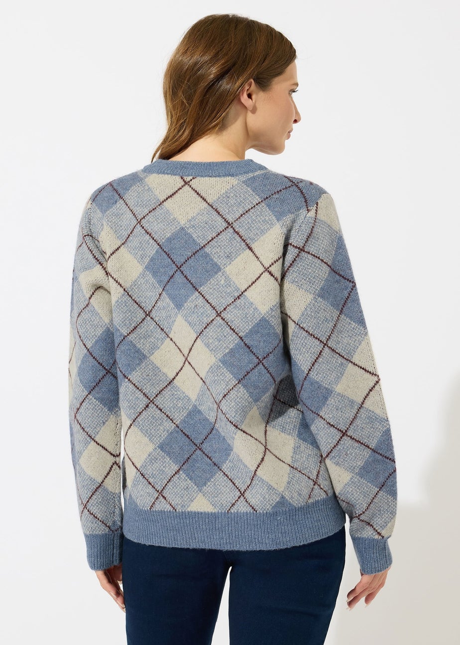 M&Co Blue Argyle Knitted Jumper