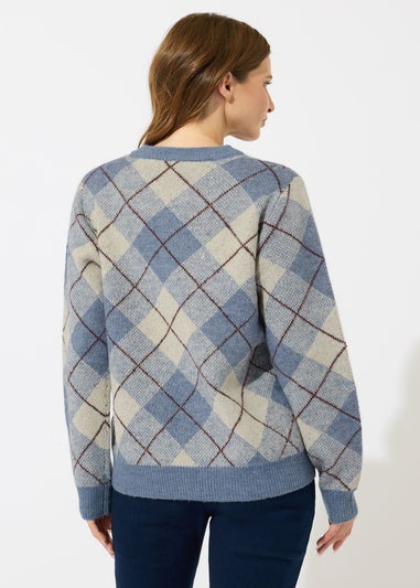 M&Co Blue Argyle Knitted Jumper