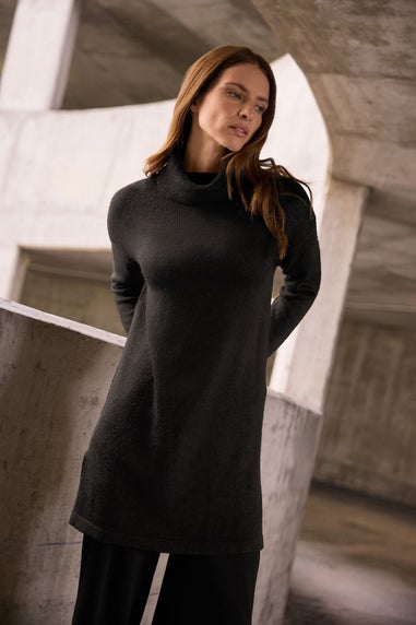 M&Co Black Roll Neck Tunic Jumper