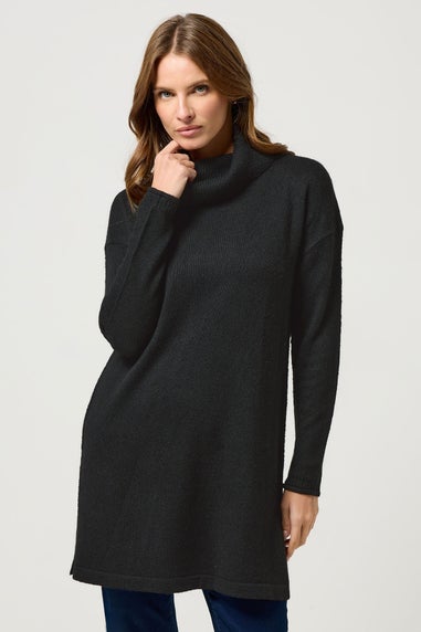 M&Co Black Roll Neck Tunic Jumper