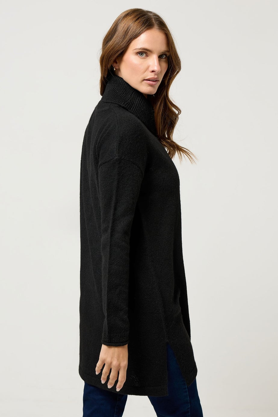 M&Co Black Roll Neck Tunic Jumper