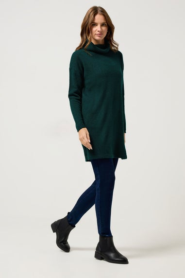 M&Co Teal Green Roll Neck Tunic Jumper