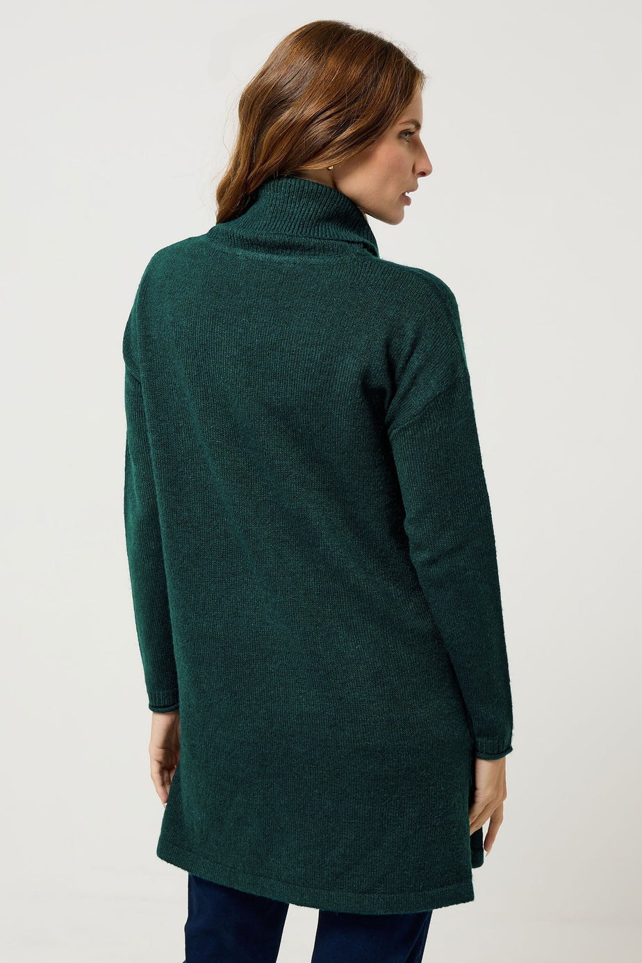 M&Co Teal Green Roll Neck Tunic Jumper