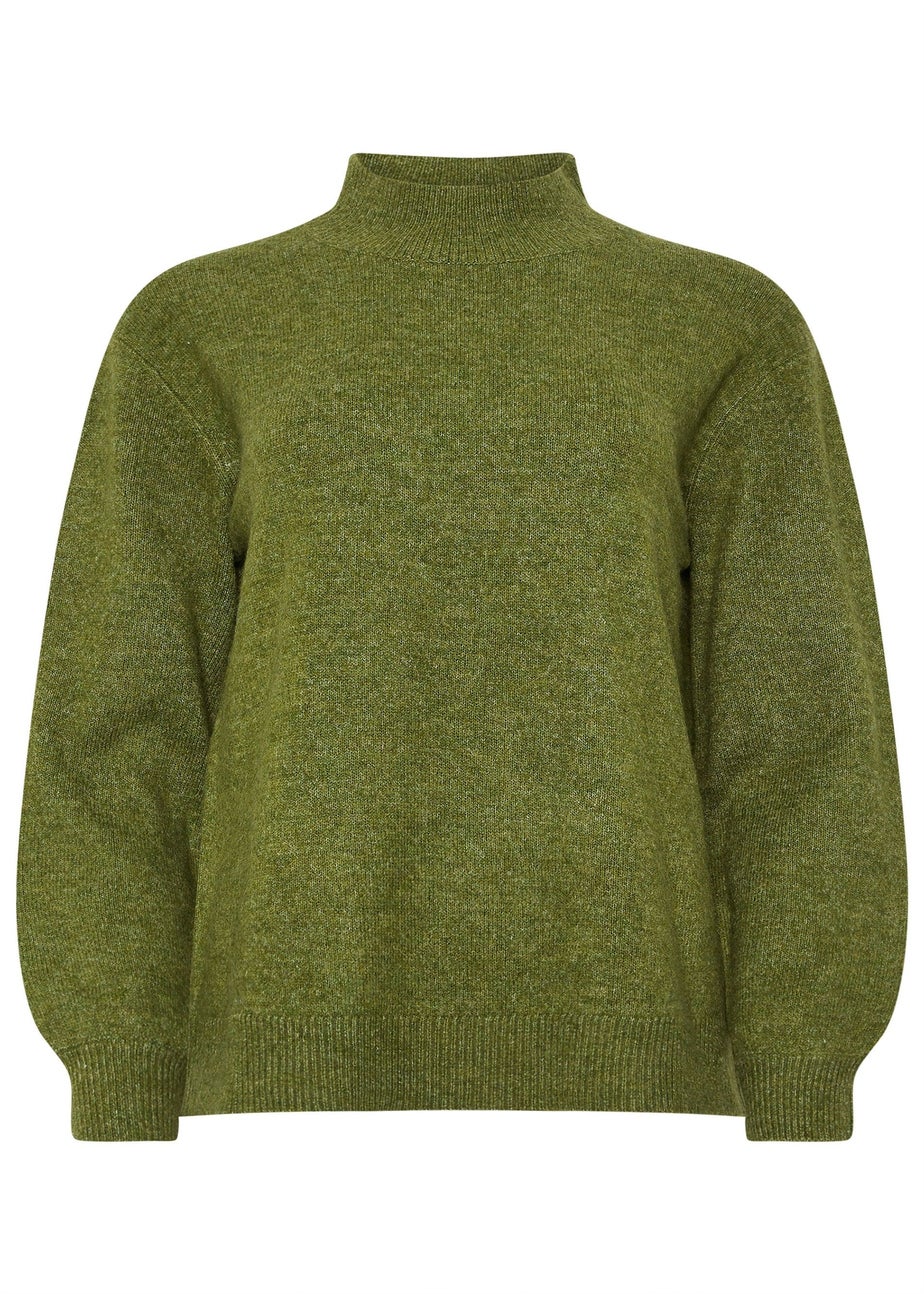M&Co Green Funnel Neck Balloon Sleeve Jumper