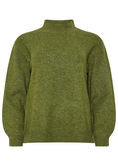 M&Co Green Funnel Neck Balloon Sleeve Jumper
