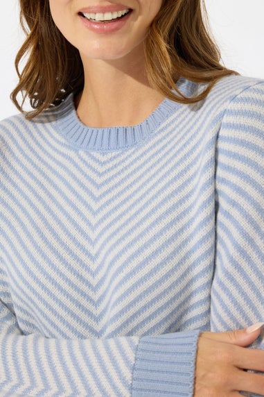 M&Co Blue Chevron Knitted Jumper