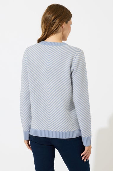 M&Co Blue Chevron Knitted Jumper