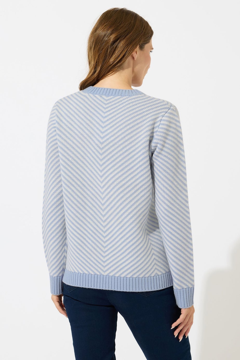 M&Co Blue Chevron Knitted Jumper