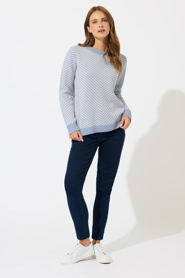 M&Co Blue Chevron Knitted Jumper