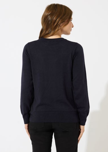 M&Co Navy Blue Sequin Embellished Christmas Tree Jumper