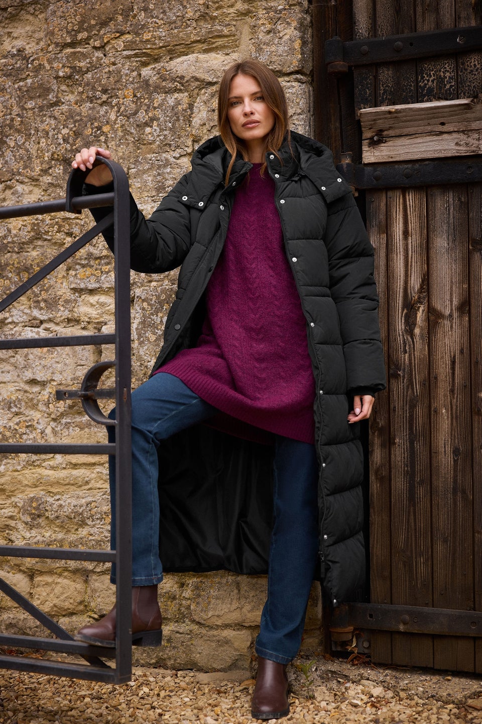 M&Co Black Padded Maxi Coat