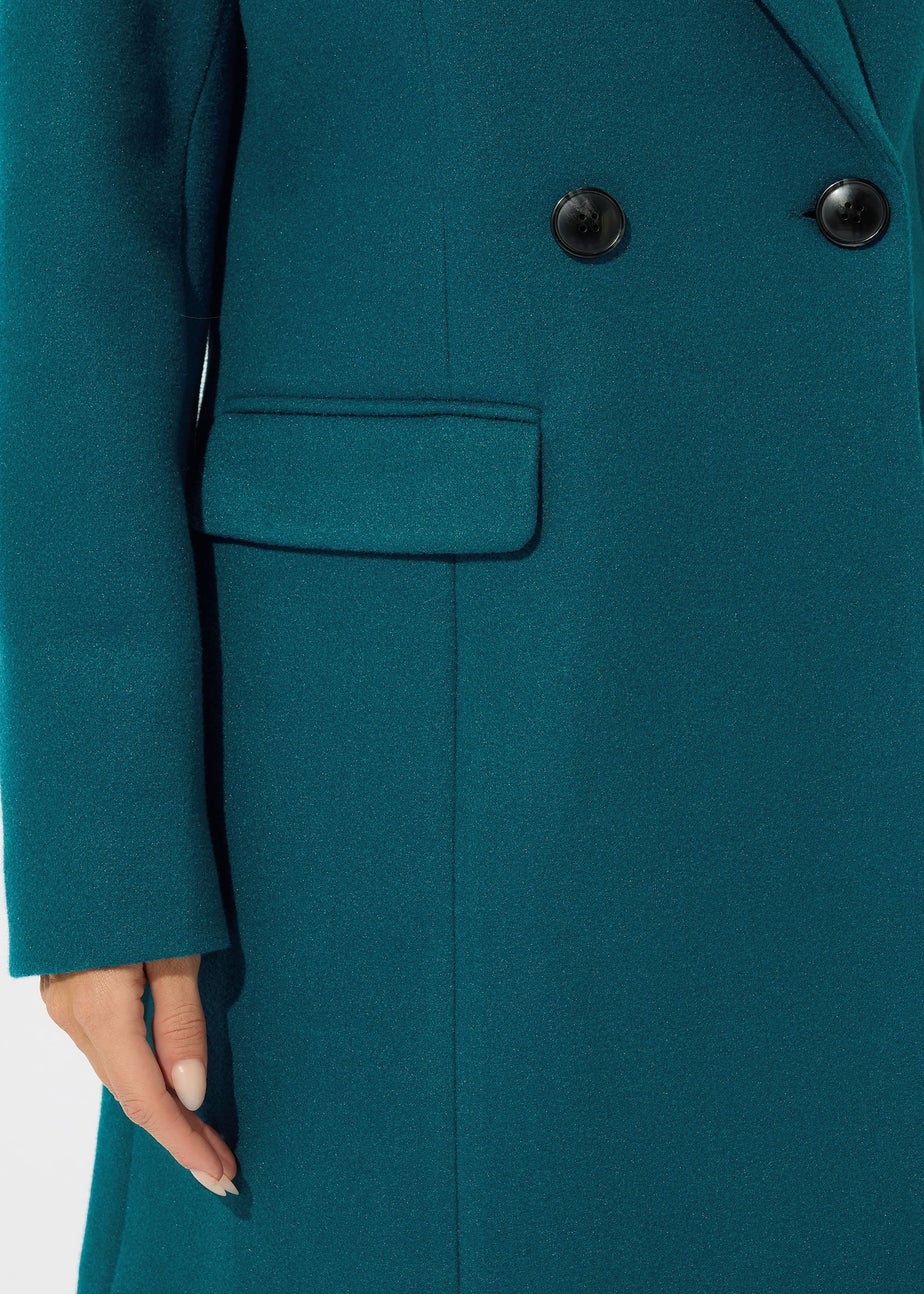 M&Co Teal Green Double Breasted Midi Coat