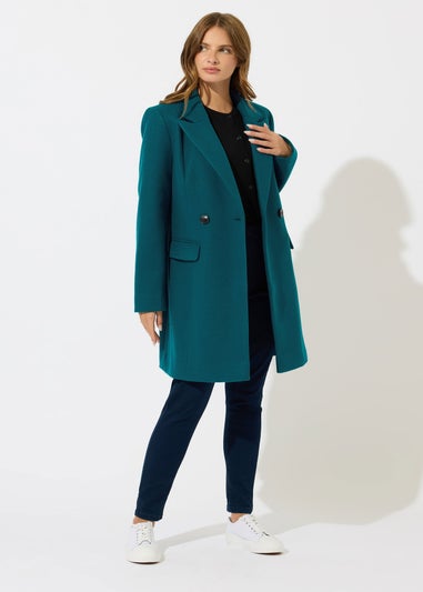 M&Co Teal Green Double Breasted Midi Coat