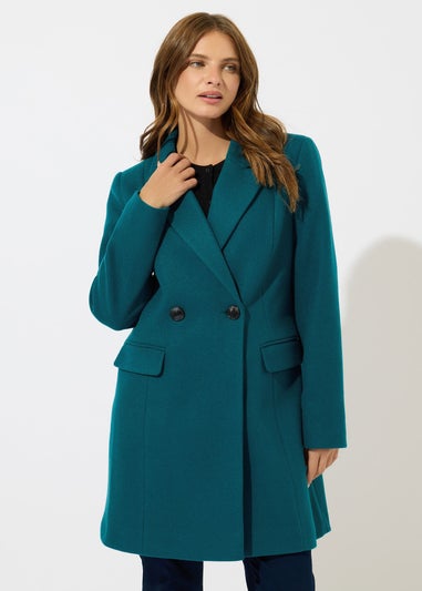 M&Co Teal Green Double Breasted Midi Coat