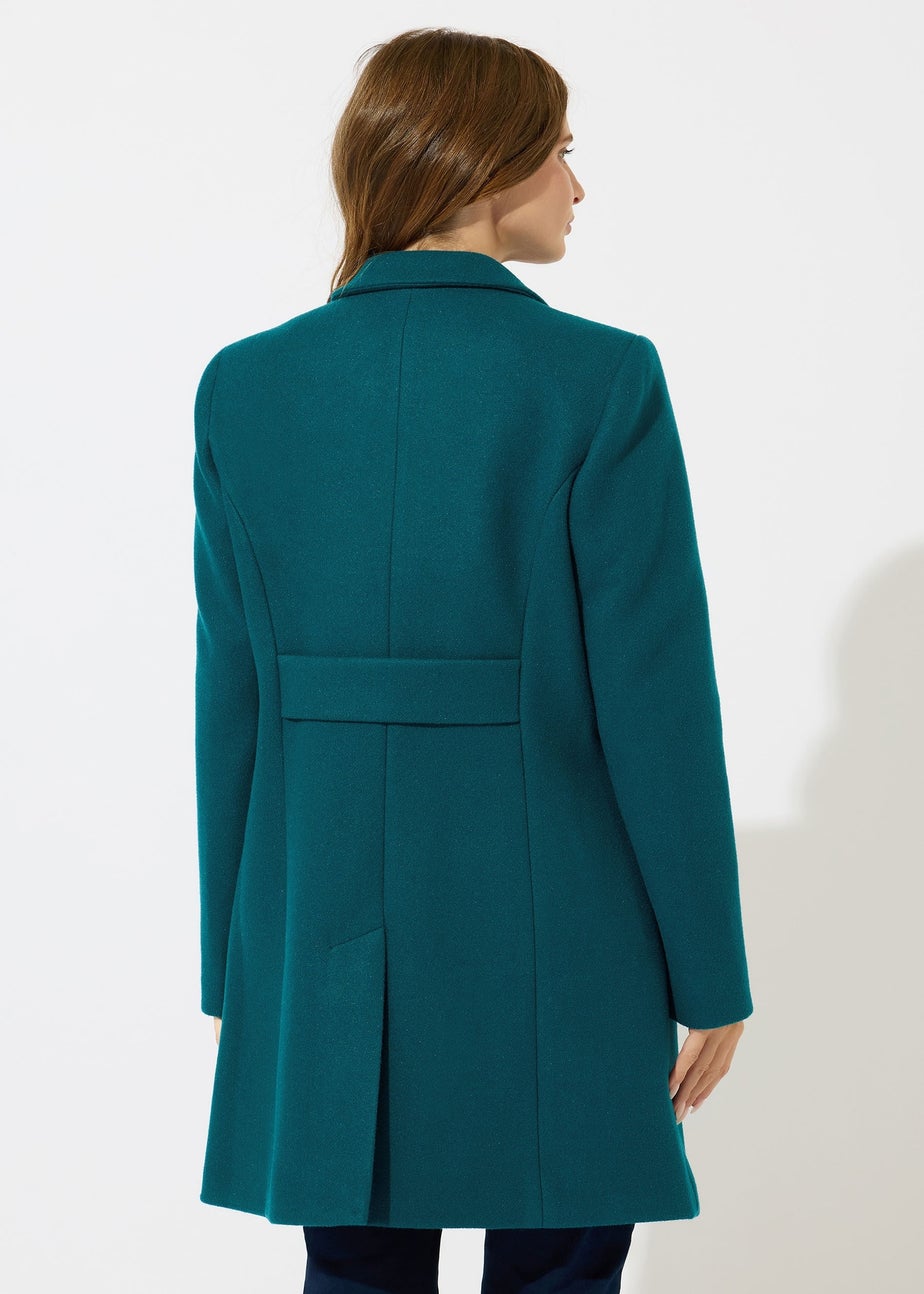 M&Co Teal Green Double Breasted Midi Coat