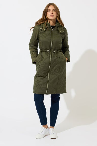 M&Co Khaki Green Diamond Quilted Coat