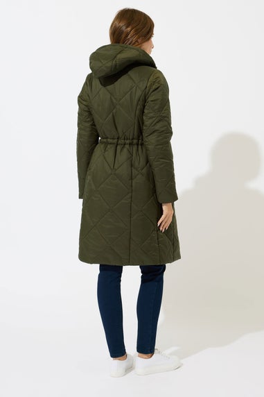 M&Co Khaki Green Diamond Quilted Coat