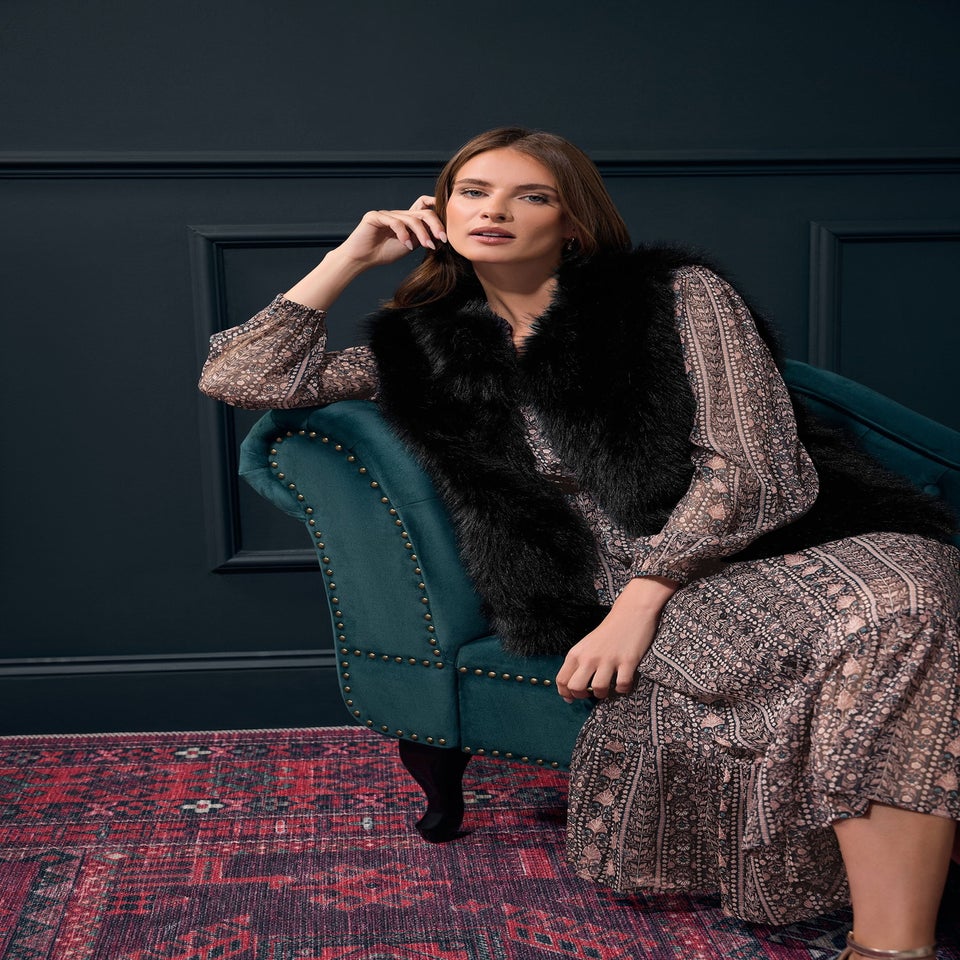 M&Co Black Faux Fur Gilet