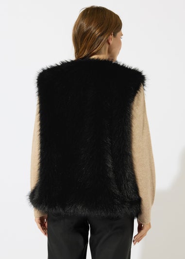 M&Co Black Faux Fur Gilet