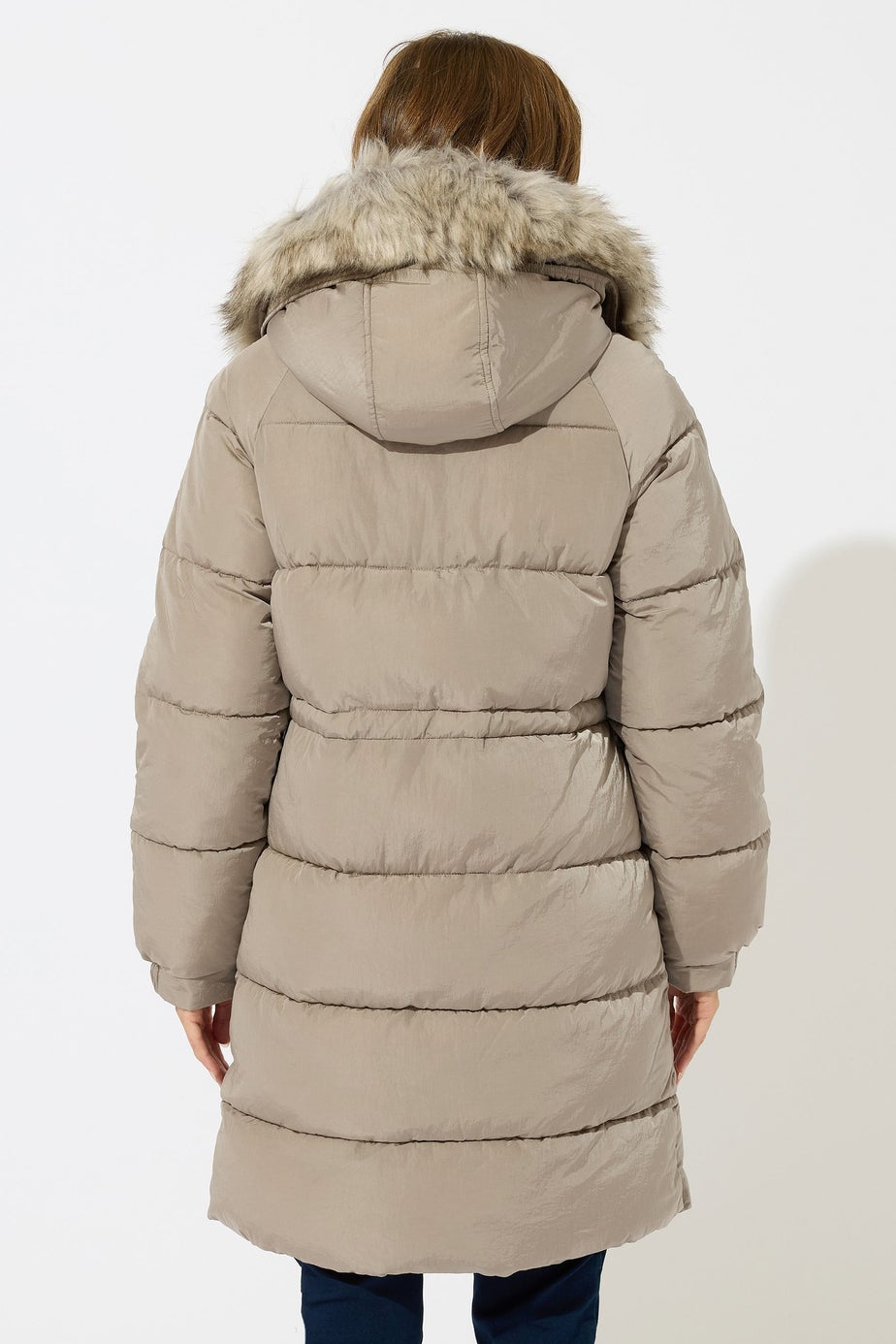 M&Co Natural Brown Fur Trim Padded Parka Coat