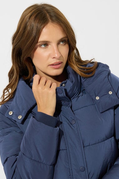 M&Co Navy Blue Padded Midi Coat