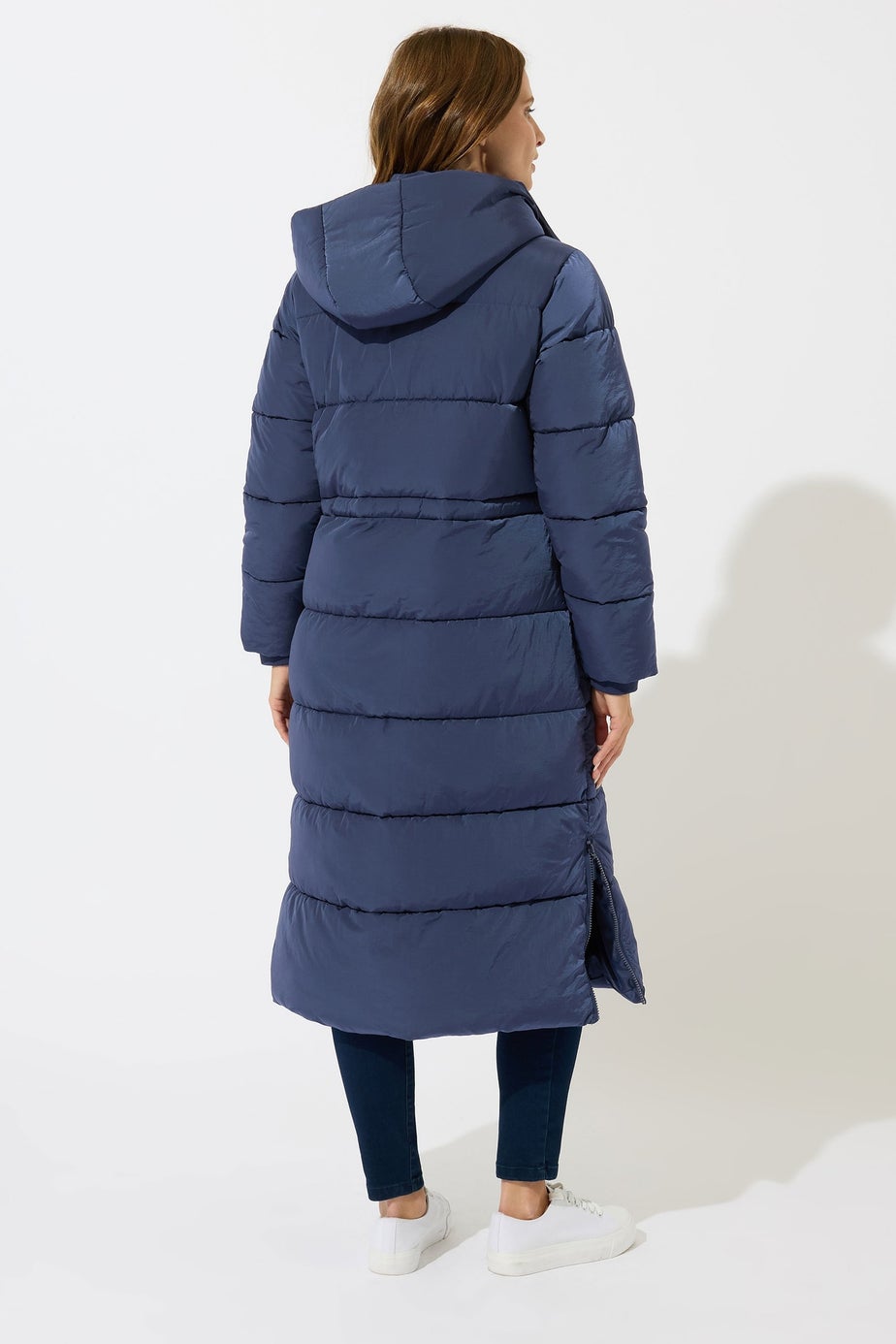 M&Co Navy Blue Padded Midi Coat