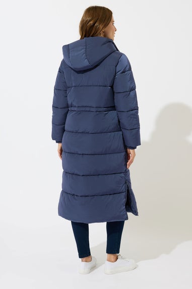 M&Co Navy Blue Padded Midi Coat