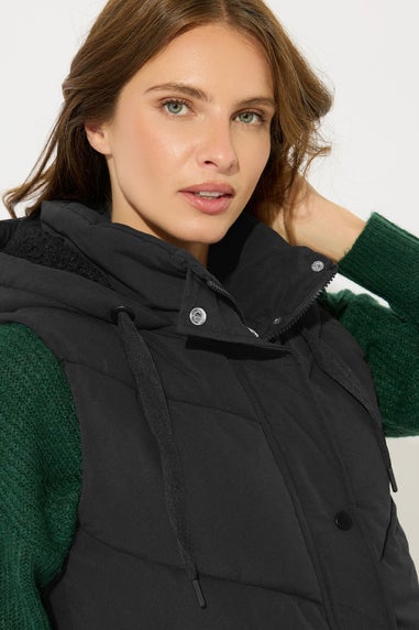 M&Co Black Borg Lined Hooded Gilet