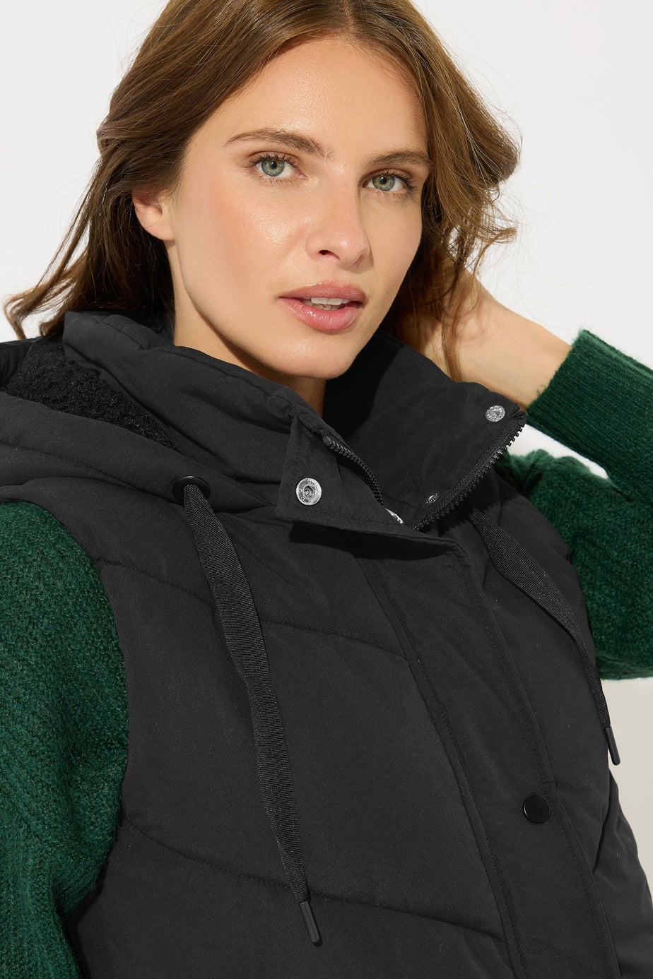 M&Co Black Borg Lined Hooded Gilet