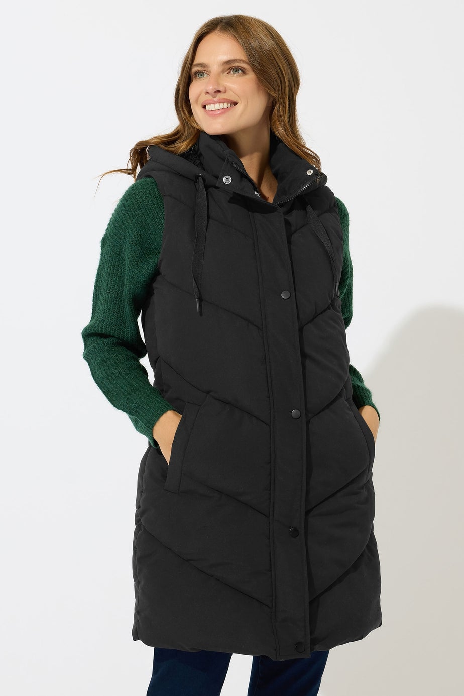 M&Co Black Borg Lined Hooded Gilet