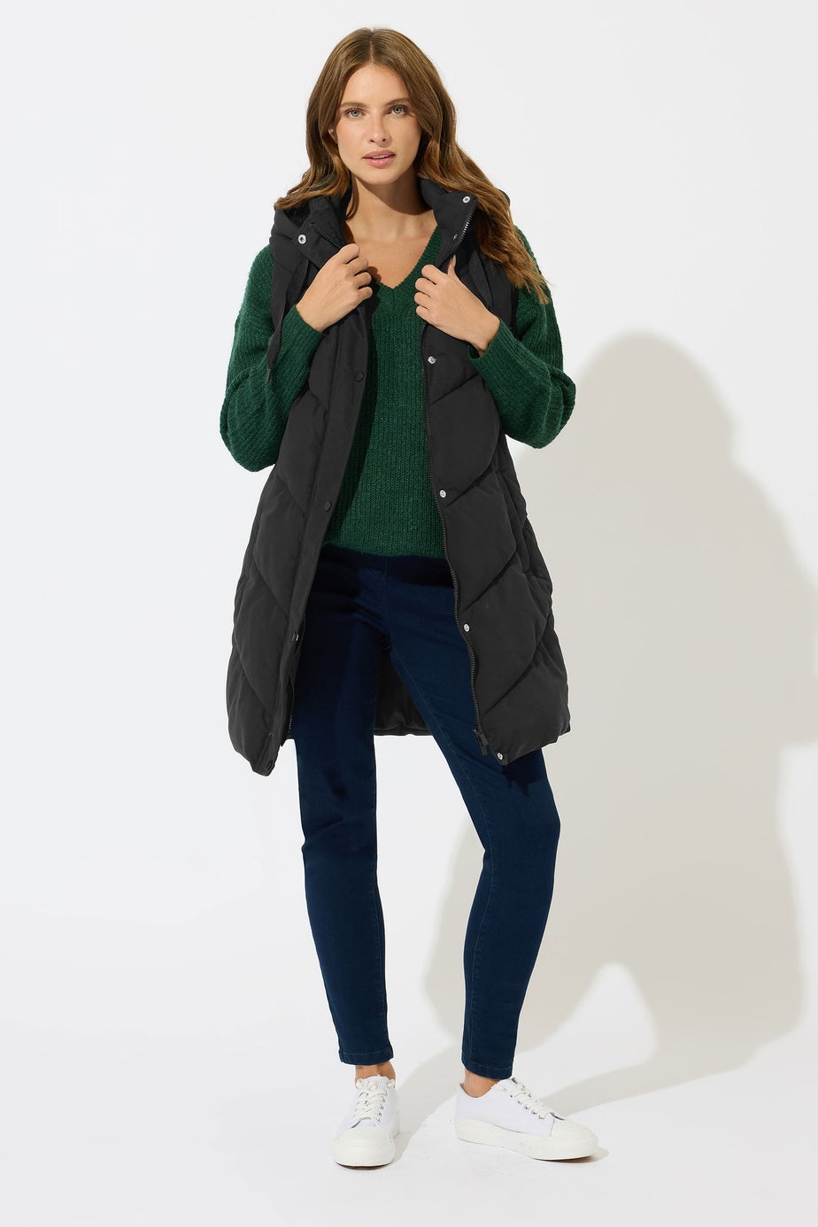 M&Co Black Borg Lined Hooded Gilet