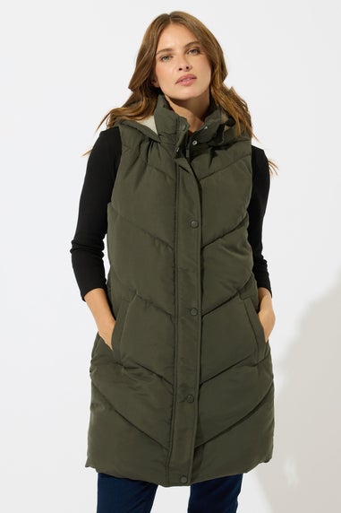 M&Co Khaki Green Borg Lined Hooded Gilet