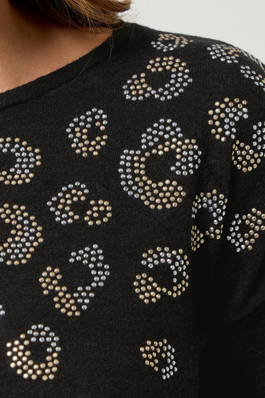 M&Co Black Leopard Print Embellished Knitted Jumper