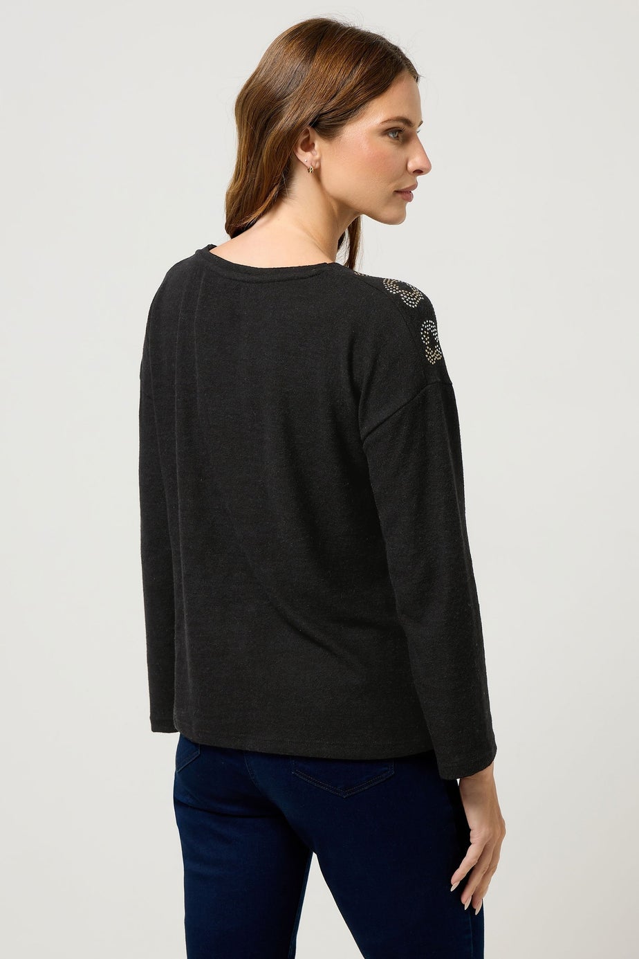 M&Co Black Leopard Print Embellished Knitted Jumper