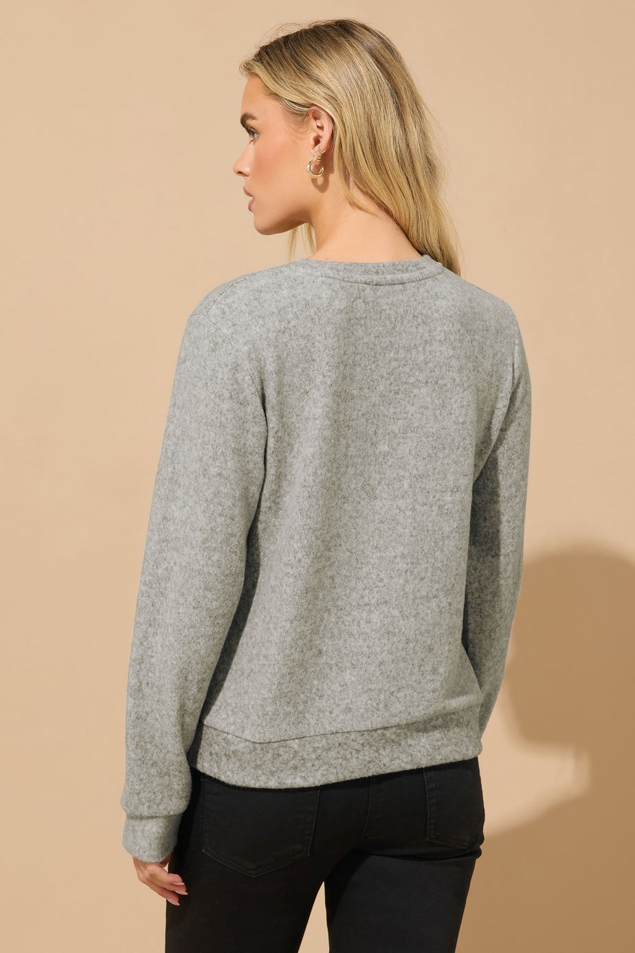 M&Co Petite Grey Sequin Heart Embellished Jumper
