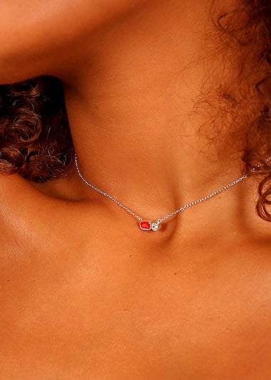 Say It With Silver January Garnet Birthstone Necklace