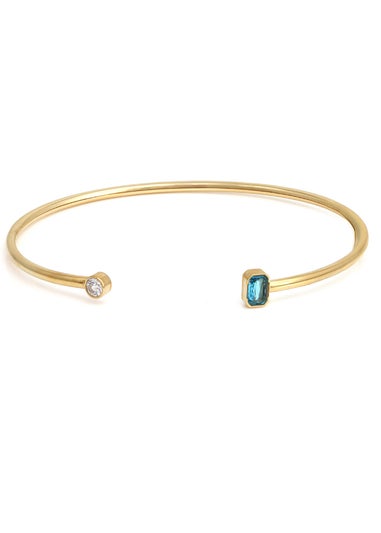 Say It With Yellow Gold December Blue Topaz Birthstone Bangle