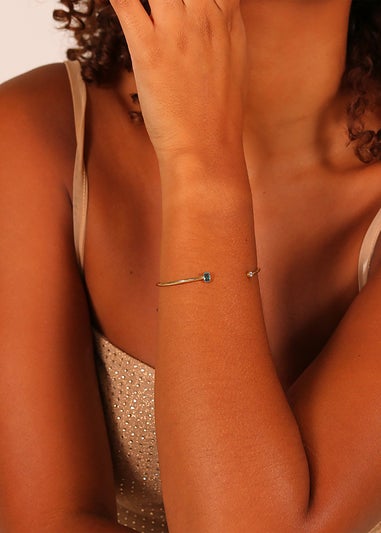 Say It With Yellow Gold December Blue Topaz Birthstone Bangle