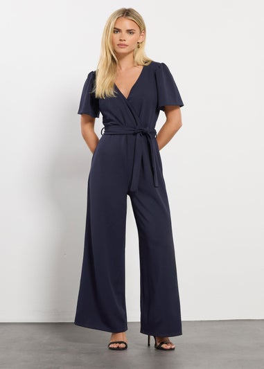 M&Co Petite Navy Blue Wide Leg Jumpsuit