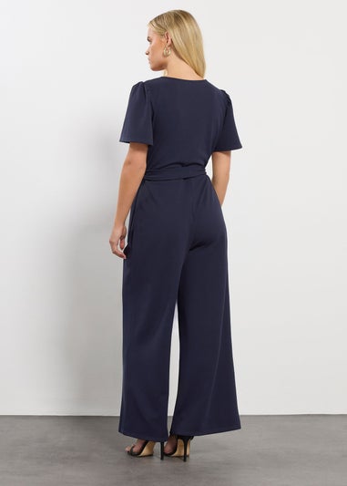M&Co Petite Navy Blue Wide Leg Jumpsuit