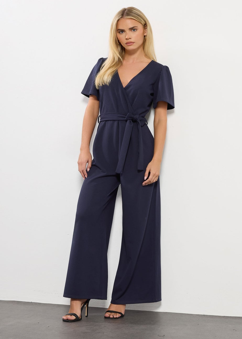 M&Co Petite Navy Blue Wide Leg Jumpsuit