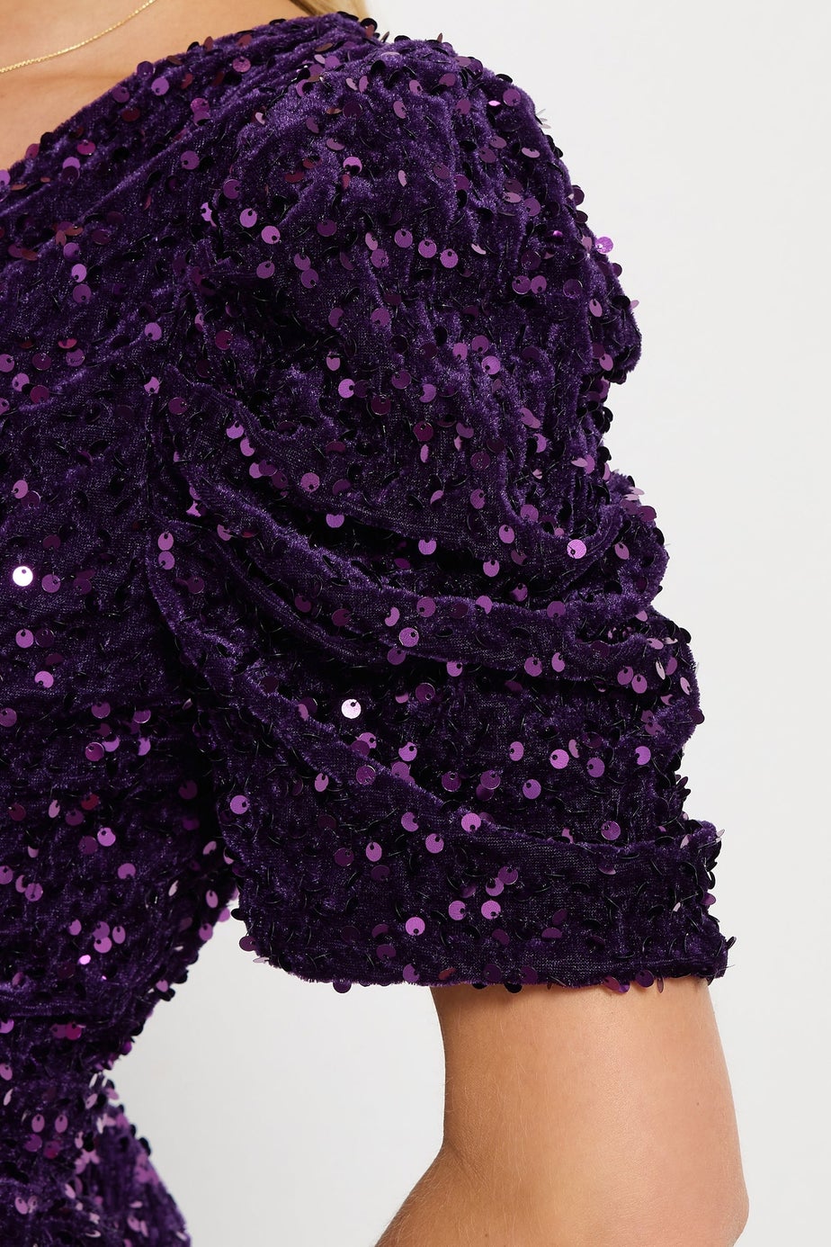 M&Co Petite Purple Sequin Velvet Wrap Dress