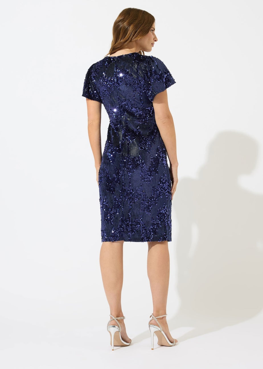 M&Co Blue Mixed Sequin Embellished Wrap Dress