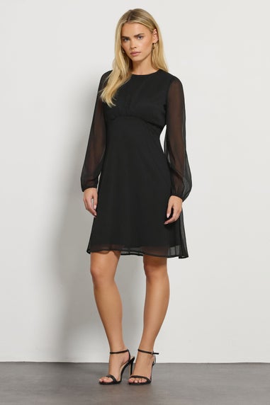 M&Co Petite Black Chiffon Midi Dress