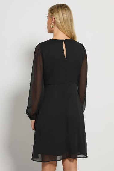 M&Co Petite Black Chiffon Midi Dress